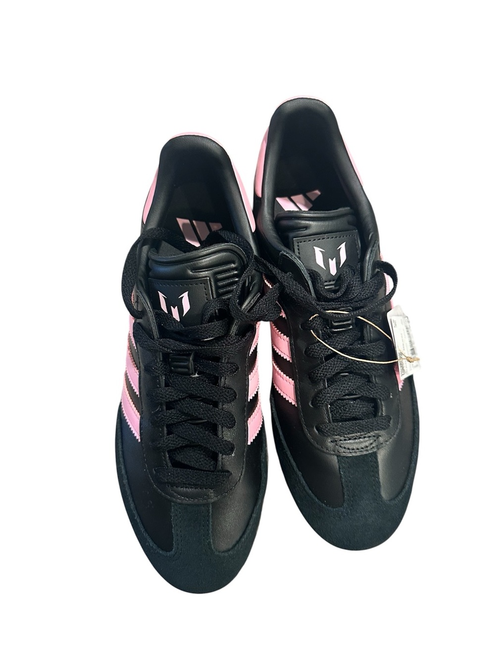 adidas Black & Pink Leather Samba Messi Sneakers Womens 10.5 Men 9 NWT - Picture 8 of 12
